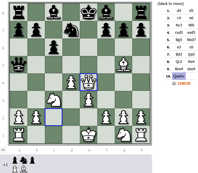 Knight moves from f6 to e4 for a cool Queen's gambit that creates mate in  1. I totally missed this during the game 🤣. : r/chess